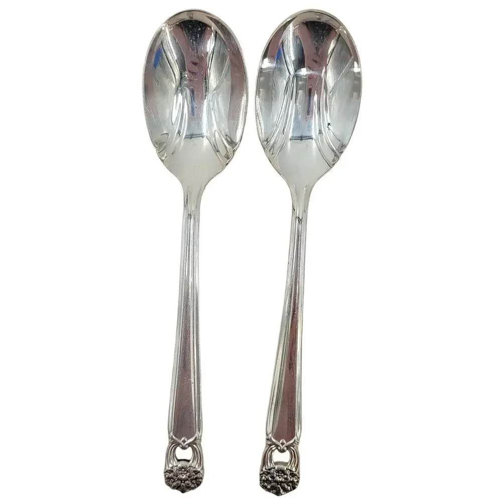 Rogers Brothers Silver Plate‎ Eternally Yours Coquette 2 Sugar Spoons